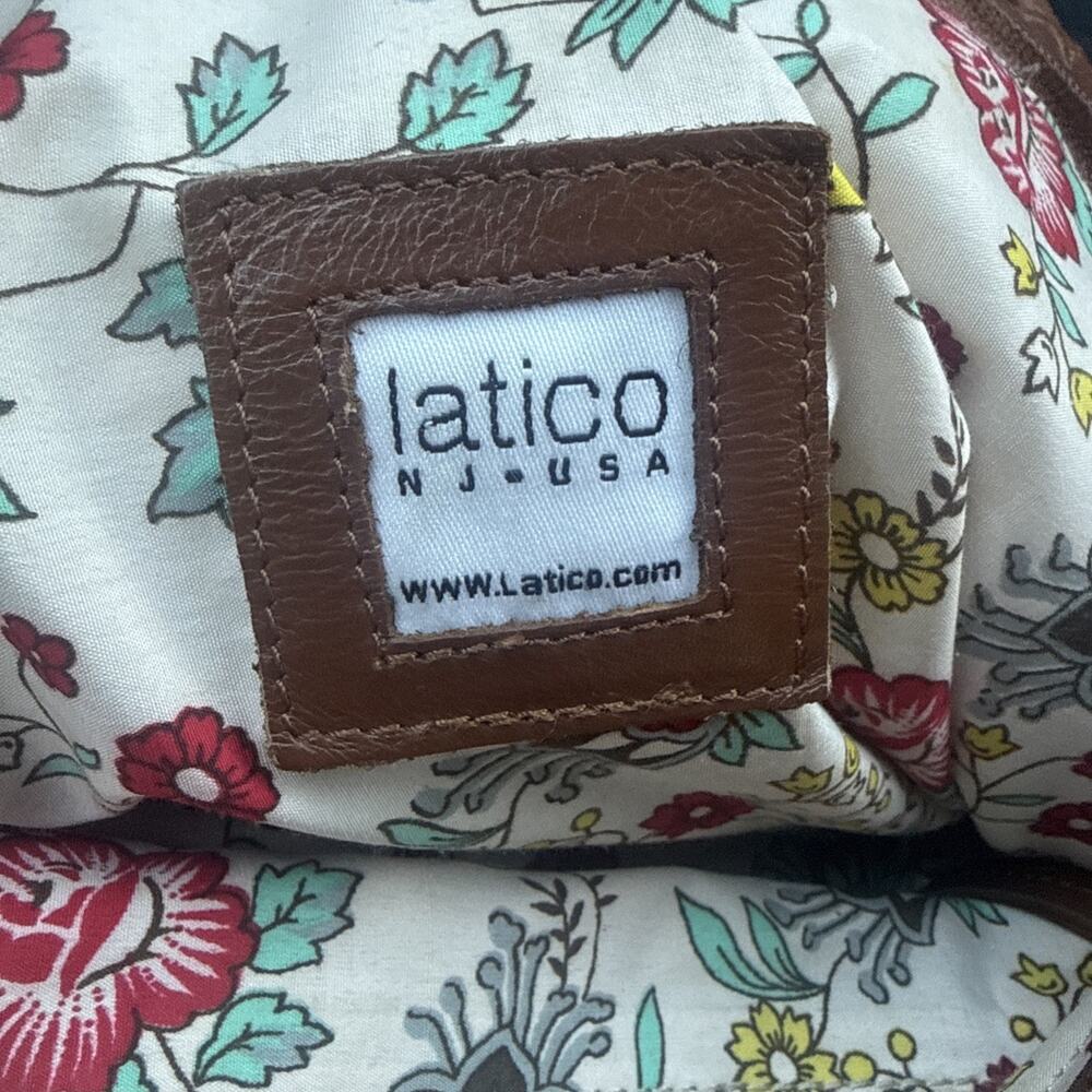 Latico Brown Large Tote Zip Closure Floral Multicolor Lined Pockets Gold - Picture 2 of 7